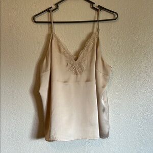 Elegant Cream Lace Trim Tank Top